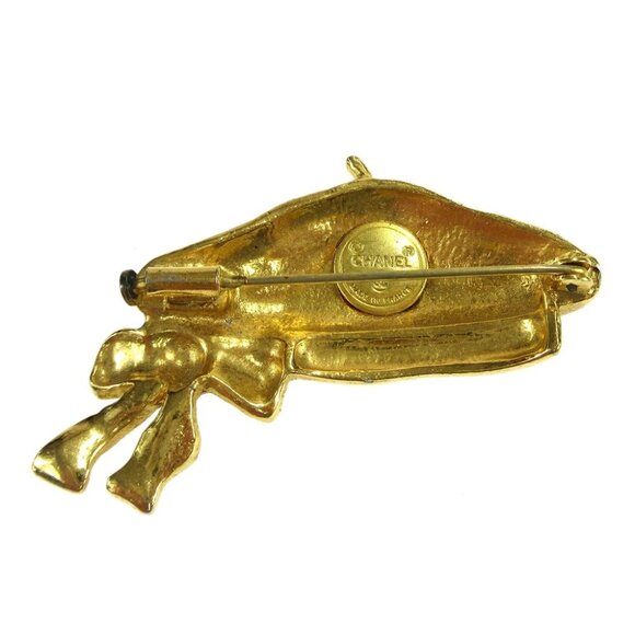 Chanel Hat Bow Brooch Pin Gold 75081 - Picture 4 of 4
